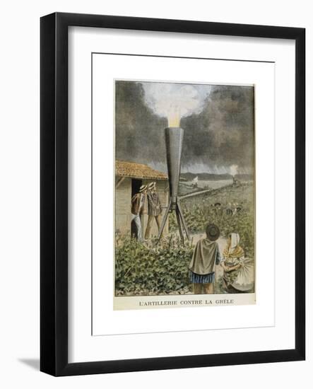 Firing a Cannon into Clouds to Prevent a Hail Storm, 1901-null-Framed Giclee Print