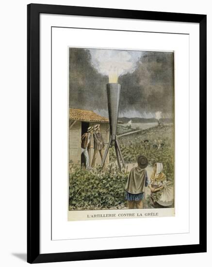 Firing a Cannon into Clouds to Prevent a Hail Storm, 1901-null-Framed Giclee Print