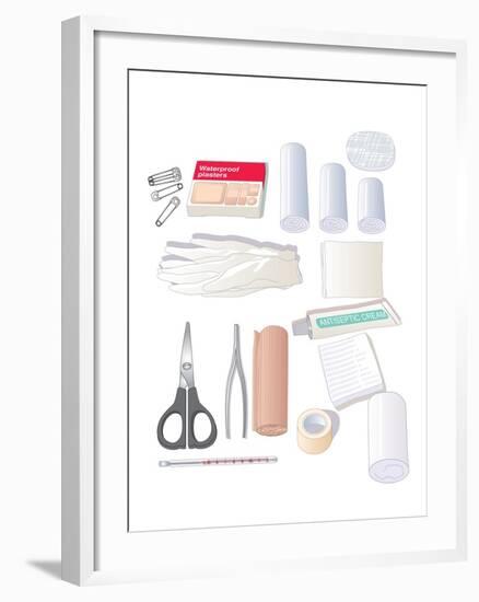 First Aid Kit Equipment, Artwork-Peter Gardiner-Framed Photographic Print