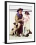 First Aid Lesson (or Scout Bandaging Girl’s Finger)-Norman Rockwell-Framed Giclee Print