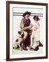 First Aid Lesson (or Scout Bandaging Girl’s Finger)-Norman Rockwell-Framed Giclee Print