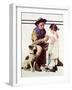 First Aid Lesson (or Scout Bandaging Girl’s Finger)-Norman Rockwell-Framed Giclee Print