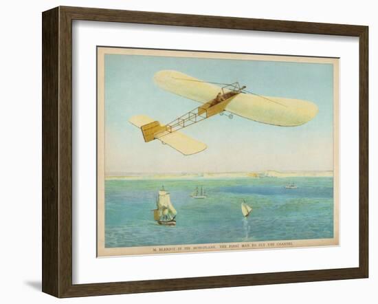 First Air Crossing of the English Channel: Approaching the Cliffs of Dover-null-Framed Art Print