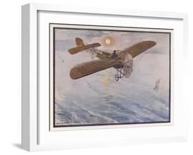 First Air Crossing of the English Channel: Over the Open Sea-H. Delaspre-Framed Art Print