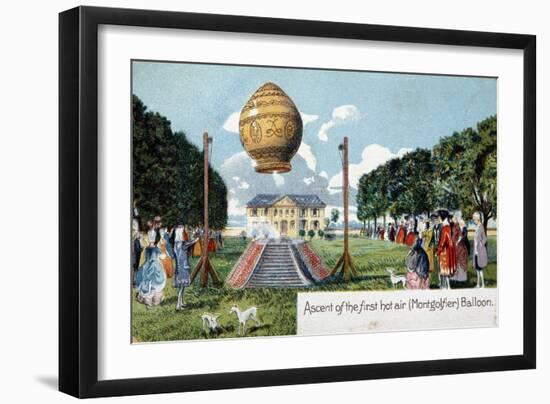 First Ascent of Mongolfier Hot Air Balloon, 21 November 1783-null-Framed Giclee Print