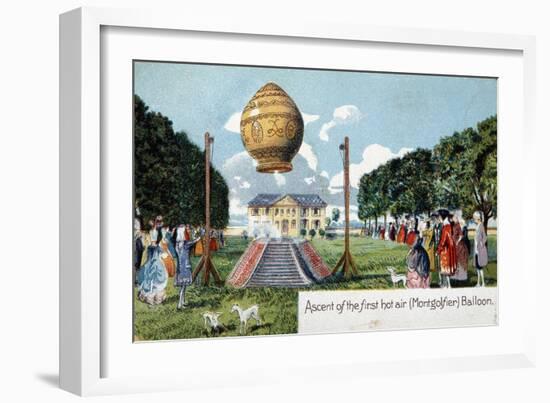 First Ascent of Mongolfier Hot Air Balloon, 21 November 1783-null-Framed Giclee Print