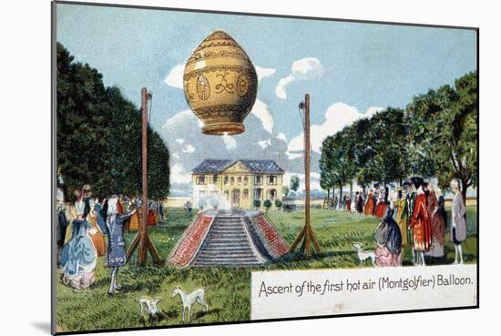 First Ascent of Mongolfier Hot Air Balloon, 21 November 1783-null-Mounted Giclee Print