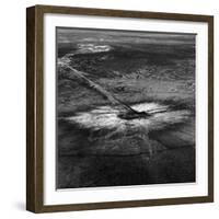 First Atomic Bomb's Dark Crater Surrounded by Glass Created by Heated Sand from Explosion-Fritz Goro-Framed Photographic Print