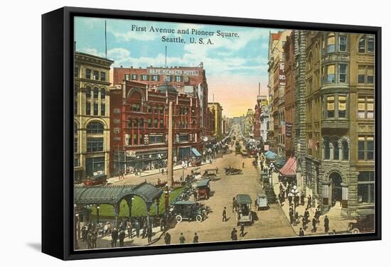 First Avenue and Pioneer Square, Seattle, Washington-null-Framed Stretched Canvas