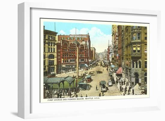 First Avenue, Pioneer Square, Seattle, Washington-null-Framed Art Print