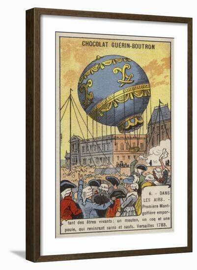 First Balloon Flight Carrying Living Creatures, Versailles, 1783-null-Framed Giclee Print