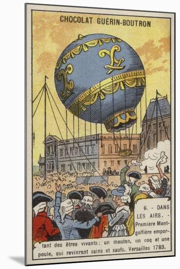 First Balloon Flight Carrying Living Creatures, Versailles, 1783-null-Mounted Giclee Print