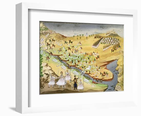 First Battle Between Greeks and Turks, at the Alamana Bridge in 1821-null-Framed Giclee Print