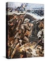 First Battle of the Somme (Colour Litho)-Stanley L. Wood-Stretched Canvas