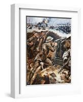 First Battle of the Somme (Colour Litho)-Stanley L. Wood-Framed Giclee Print