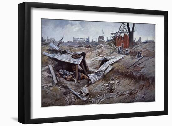 First Battle of the Somme-Francois Flameng-Framed Giclee Print