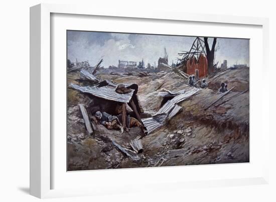 First Battle of the Somme-Francois Flameng-Framed Giclee Print