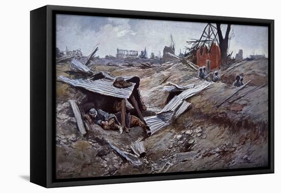 First Battle of the Somme-Francois Flameng-Framed Stretched Canvas