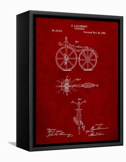 First Bicycle Patent-Cole Borders-Framed Stretched Canvas