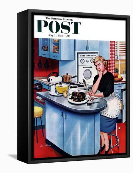 "First Cake" Saturday Evening Post Cover, May 21, 1955-Stevan Dohanos-Framed Stretched Canvas