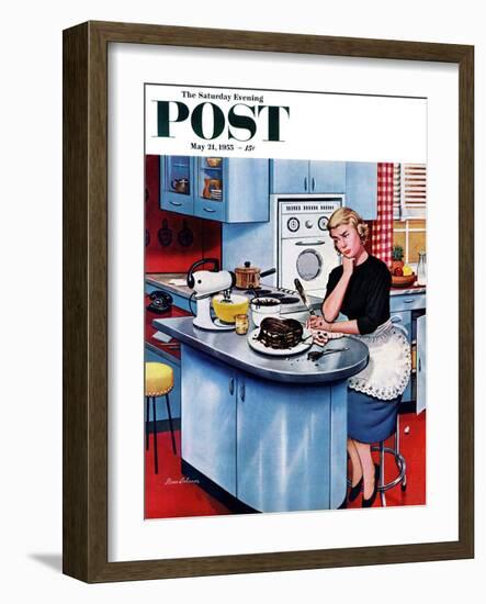 "First Cake" Saturday Evening Post Cover, May 21, 1955-Stevan Dohanos-Framed Giclee Print