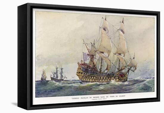 First-Class French Warship Commissioned for Louis XIV by His Minister Colbert-Albert Sebille-Framed Stretched Canvas