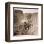 First Construction Train passing the Palisades, Ten Mile Cañon, Nevada, 1866-1869-Alfred A^ Hart-Framed Art Print