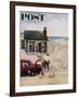 "First Day at the Beach" Saturday Evening Post Cover, August 11, 1956-George Hughes-Framed Giclee Print