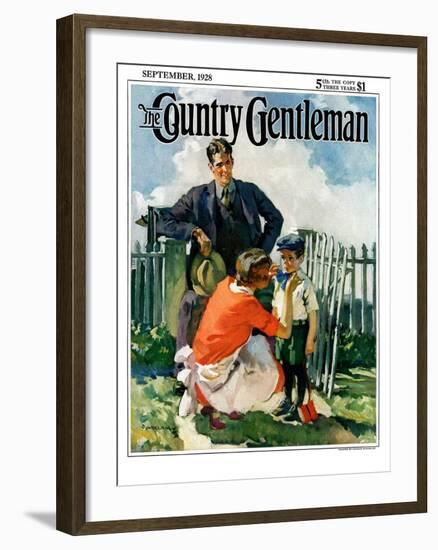 "First Day of School," Country Gentleman Cover, September 1, 1928-Haddon Sundblom-Framed Giclee Print