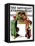 "First Day of School" or "Back to School" Saturday Evening Post Cover, September 14,1935-Norman Rockwell-Framed Stretched Canvas