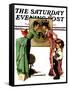 "First Day of School" or "Back to School" Saturday Evening Post Cover, September 14,1935-Norman Rockwell-Framed Stretched Canvas