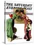 "First Day of School" or "Back to School" Saturday Evening Post Cover, September 14,1935-Norman Rockwell-Stretched Canvas