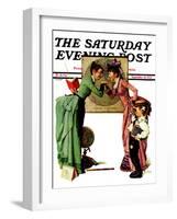 "First Day of School" or "Back to School" Saturday Evening Post Cover, September 14,1935-Norman Rockwell-Framed Giclee Print