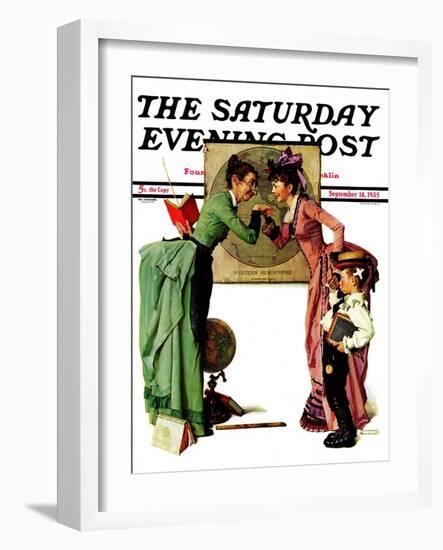 "First Day of School" or "Back to School" Saturday Evening Post Cover, September 14,1935-Norman Rockwell-Framed Giclee Print