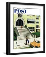 "First day of school" Saturday Evening Post Cover, September 6, 1958-Thornton Utz-Framed Premium Giclee Print