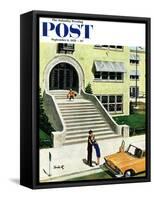 "First day of school" Saturday Evening Post Cover, September 6, 1958-Thornton Utz-Framed Stretched Canvas
