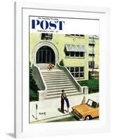 "First day of school" Saturday Evening Post Cover, September 6, 1958-Thornton Utz-Framed Giclee Print