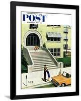 "First day of school" Saturday Evening Post Cover, September 6, 1958-Thornton Utz-Framed Giclee Print