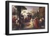 First Day of the Decameron (Author Boccaccio Is on Left in Red Cape)-Francesco Podesti-Framed Art Print