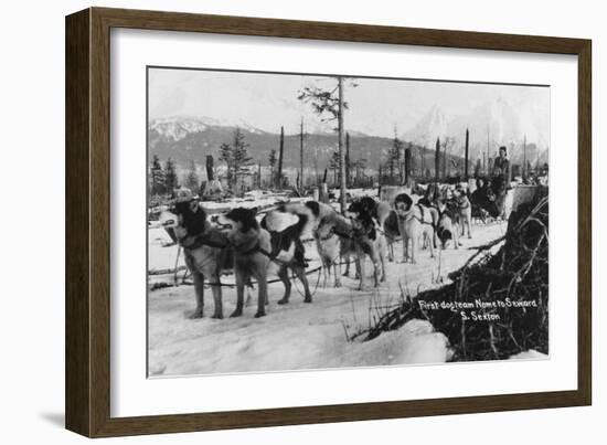 First Dog Team to go from Nome to Seward Photograph - Seward, AK-Lantern Press-Framed Art Print