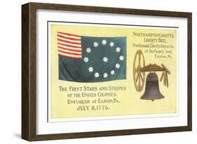 First Flag, Liberty Bell-null-Framed Art Print