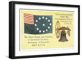 First Flag, Liberty Bell-null-Framed Art Print