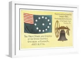 First Flag, Liberty Bell-null-Framed Art Print