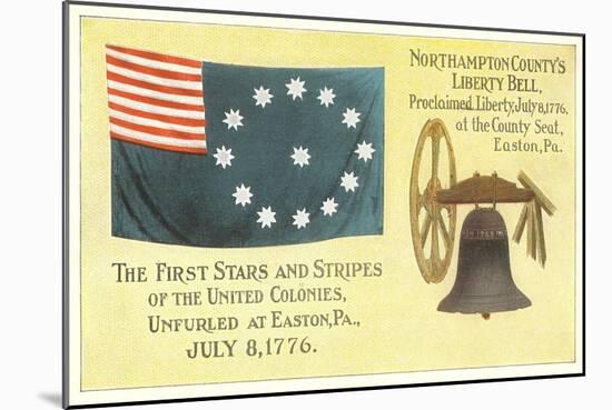 First Flag, Liberty Bell-null-Mounted Art Print