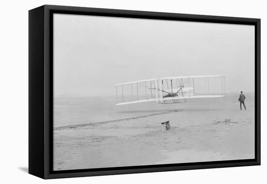 First flight, Kitty Hawk, North Carolina, 120 feet in 12 seconds, 10.35am December 17th 1903-John T. Daniels-Framed Stretched Canvas