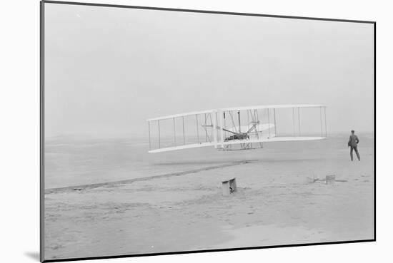 First flight, Kitty Hawk, North Carolina, 120 feet in 12 seconds, 10.35am December 17th 1903-John T. Daniels-Mounted Giclee Print