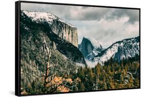 First Glance, Half Dome and El Capitan, Yosemite National Park-Vincent James-Framed Stretched Canvas