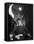 First Gov. Gen. of Independent Pakistan Mohammed Ali Jinnah Sitting in Front of Pakistani Flag-Margaret Bourke-White-Framed Stretched Canvas