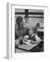 First Grade Teacher Bill L'Orange Talking with Student Kim Moscato at Calumet School-Leonard Mccombe-Framed Photographic Print