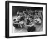 First Graders Playing Rowboat on the Floor in Their Physical Education Class-Nina Leen-Framed Photographic Print